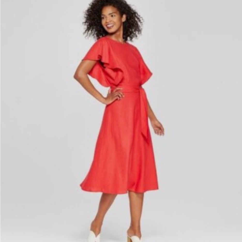 Who What Wear Vibrant Red Midi Dress